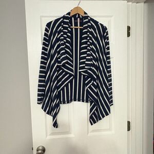 Vineyard Vines Open Waterfall Cardigan Womens XS Blue White Stripe Nautical